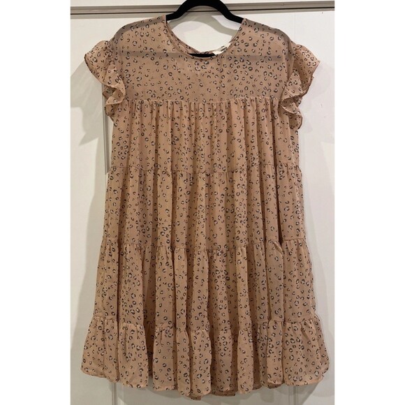 NWOT Entro Leopard Print Overlay Dress, Women’s Size Small, Pink, Tan, - Picture 1 of 13